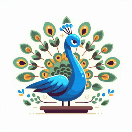 Peacock. Vector illustration of peacock on white background.のイラスト素材