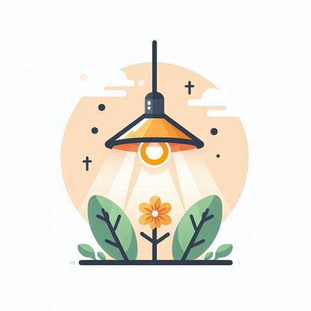 Flat design modern vector illustration concept of light bulb and flower.のイラスト素材