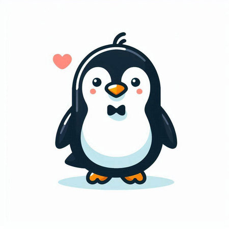 Cute cartoon penguin. Vector illustration isolated on white background.のイラスト素材