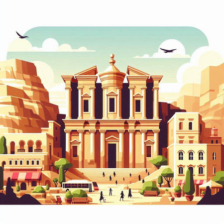 Egyptian ancient city of Cairo, Egypt. Vector Illustration.のイラスト素材