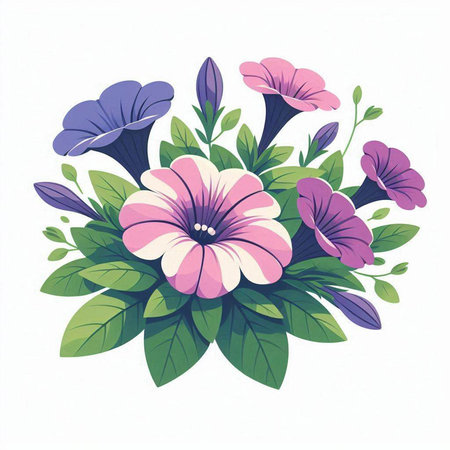 Illustration of a bouquet of flowers on a white background.のイラスト素材