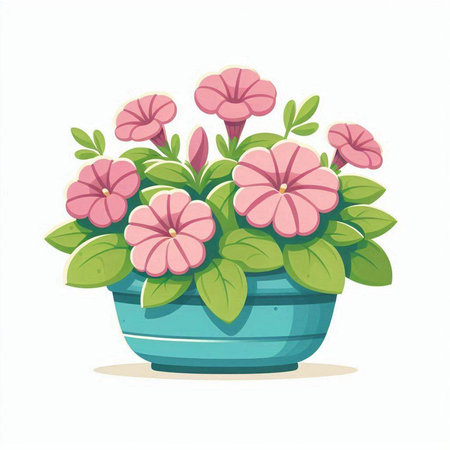 Flower pot isolated on white background. Vector illustration in cartoon style.のイラスト素材