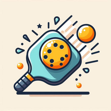 Table tennis racket and ball icon, flat design, vector illustration.のイラスト素材
