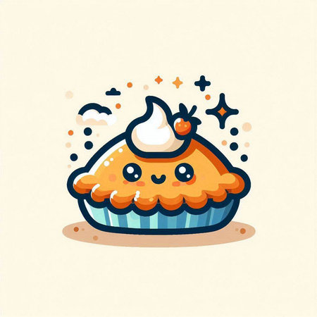 Cute and kawaii cupcake illustration. Vector illustration.のイラスト素材