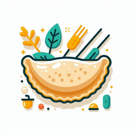 Chinese dumpling flat color icon, vector illustration. Traditional Asian food.のイラスト素材