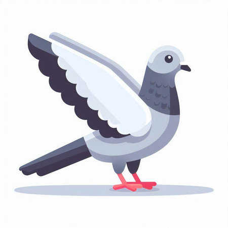 Pigeon isolated on white background. Vector illustration in flat style.のイラスト素材
