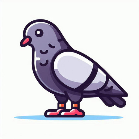 Pigeon on ice. Vector illustration in a flat style.のイラスト素材