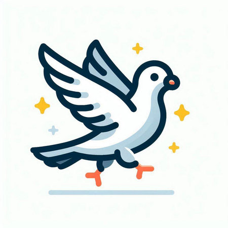 Pigeon icon. Vector illustration of a pigeon in flight.のイラスト素材
