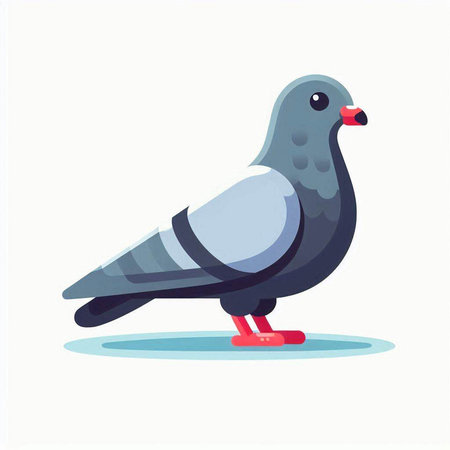 Pigeon isolated on white background. Vector illustration in flat style.のイラスト素材