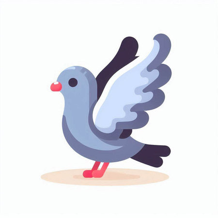 Pigeon isolated on a white background. Vector illustration in cartoon style.のイラスト素材