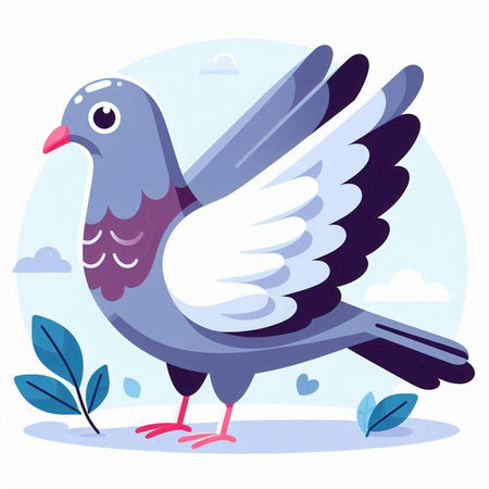 Pigeon vector illustration. Cute bird in cartoon style.のイラスト素材