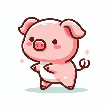 Cute pig cartoon vector illustration. Cute cartoon pig character.のイラスト素材