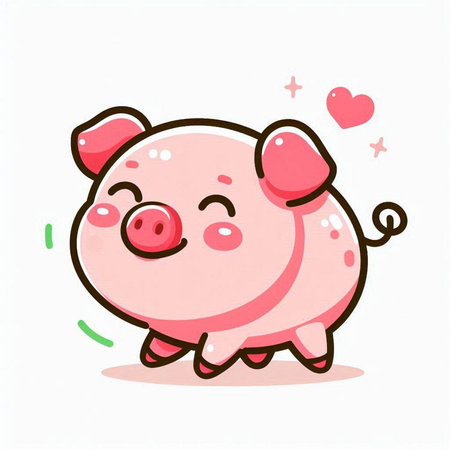 Cute piggy cartoon on white background. Vector illustration of cute piggy.のイラスト素材