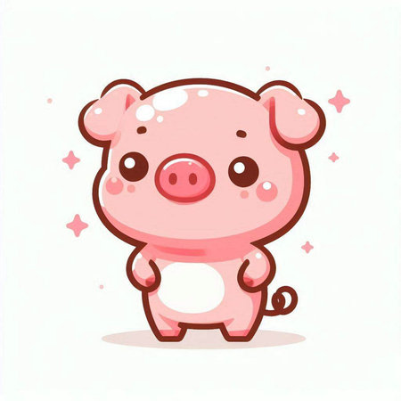 Cute pink pig. Vector illustration. Cute cartoon character.のイラスト素材