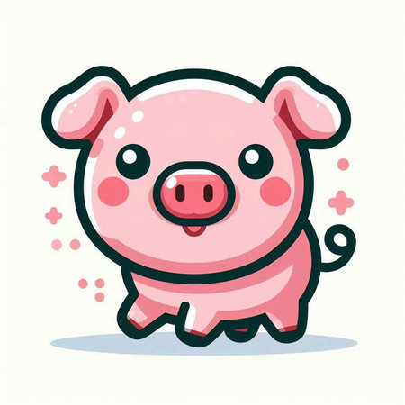 Cute piggy cartoon vector illustration on white background. Cute cartoon pig character.のイラスト素材