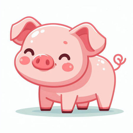 Cute cartoon pig isolated on a white background. Vector illustration.のイラスト素材