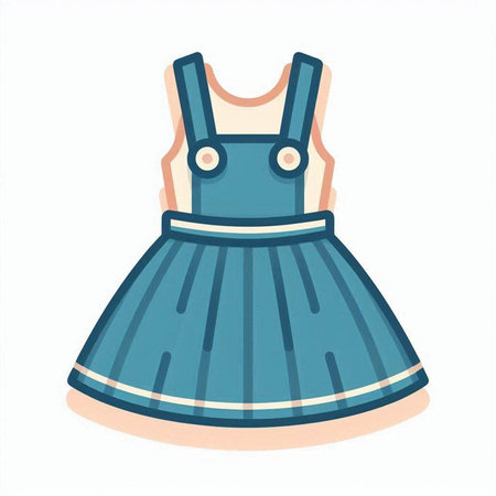 Vector illustration of a cute blue dress on a white background. Cartoon style.のイラスト素材