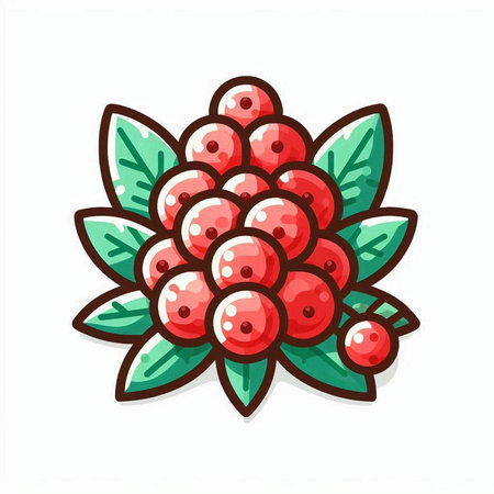 Coffee tree branch with berries and leaves. Vector illustration.のイラスト素材