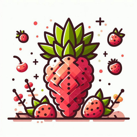 Strawberry fruit vector illustration. Hand drawn doodle style.のイラスト素材