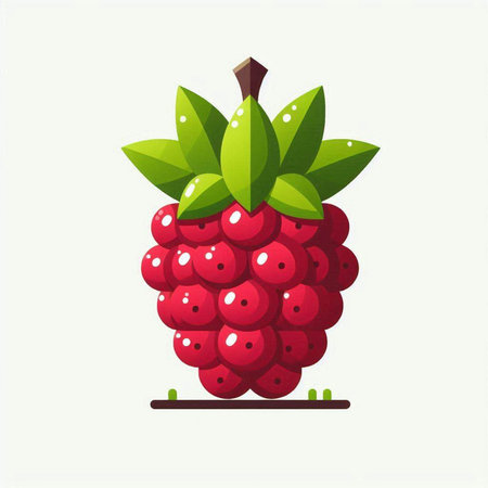 Raspberry vector illustration isolated on white background. Flat style design.のイラスト素材