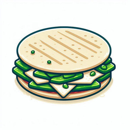 Sandwich on white background. Vector illustration of a fast food sandwich.のイラスト素材