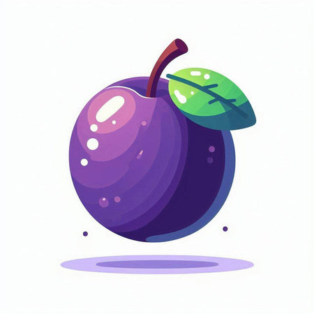 Illustration of a ripe plum on a white background. Vector illustrationのイラスト素材