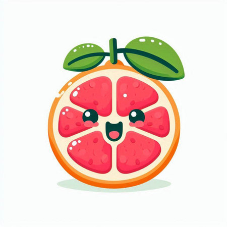 Cute cartoon grapefruit character. Vector illustration isolated on white background.のイラスト素材