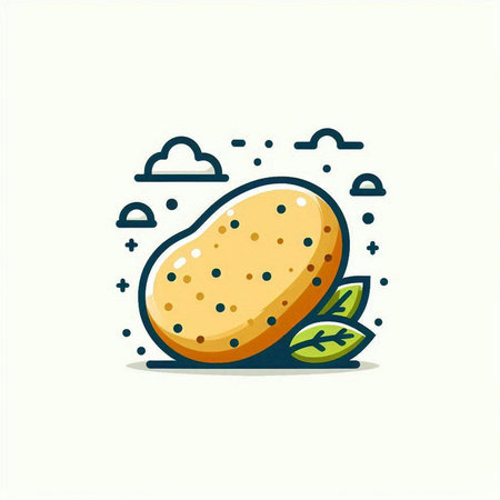 Potato icon. Vector flat illustration. Vegetarian food concept.のイラスト素材