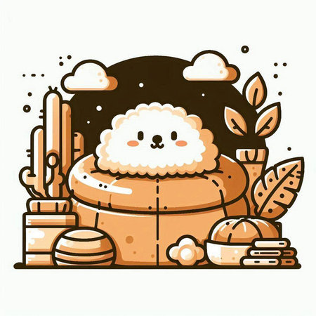 Vector illustration of a cute cartoon japanese rice cake character.のイラスト素材