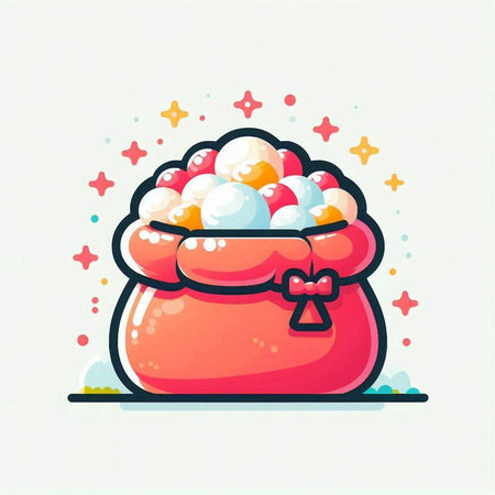 Vector illustration of a bag full of sweets on a white background.のイラスト素材