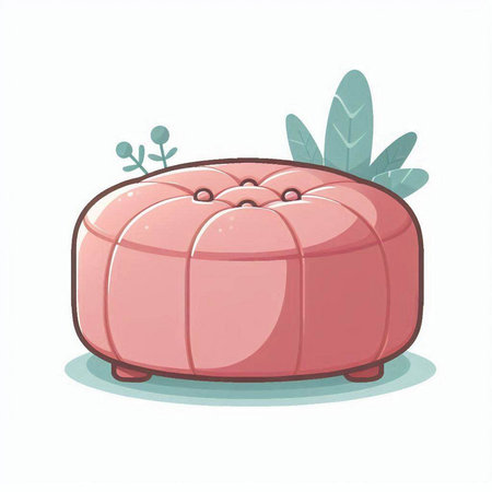 Illustration of a cartoon pouf isolated on a white background.のイラスト素材