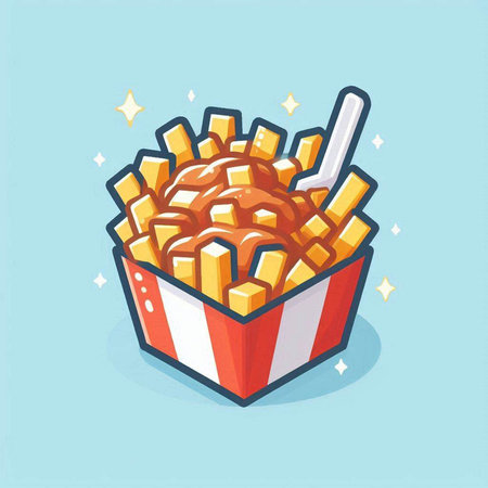 French fries in a box. Vector illustration in flat cartoon style.のイラスト素材