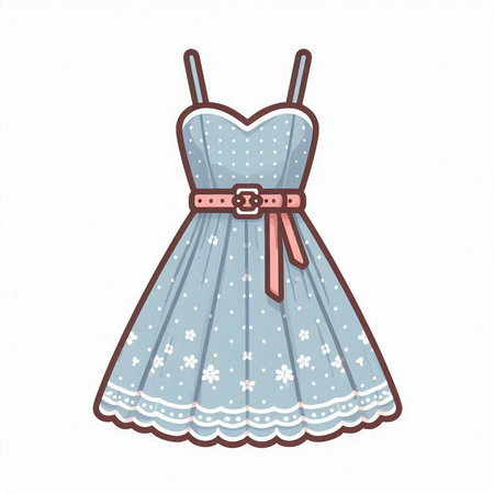 Illustration of a cute dress with a pattern on a white backgroundのイラスト素材