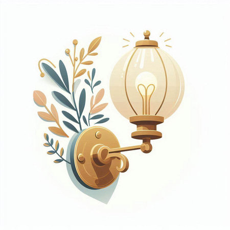 Vintage lamp in retro style on white background. Vector illustration.のイラスト素材
