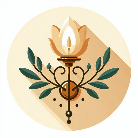 Candle and wreath icon. Flat design style eps 10のイラスト素材