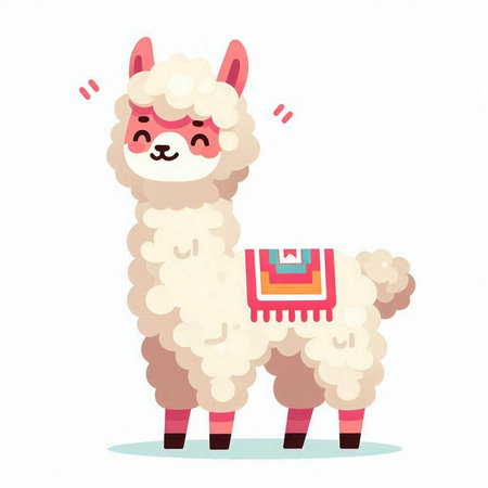 Cute alpaca character. Vector illustration in cartoon style.のイラスト素材