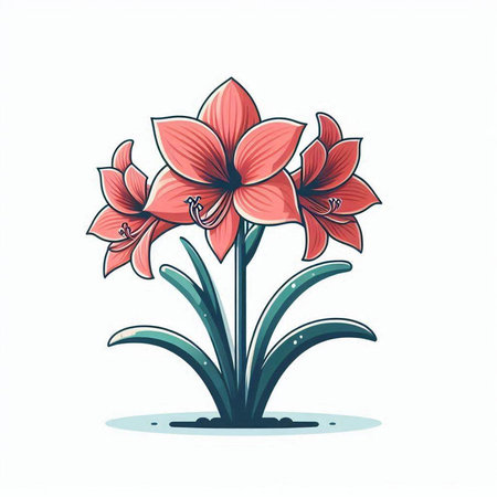 Beautiful pink lily flowers isolated on white background. Vector illustration.のイラスト素材