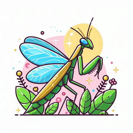Grasshopper. Vector illustration in cartoon style on white background.のイラスト素材