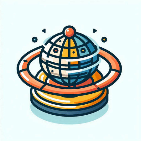 Illustration of an isolated globe with a ring on a white backgroundのイラスト素材