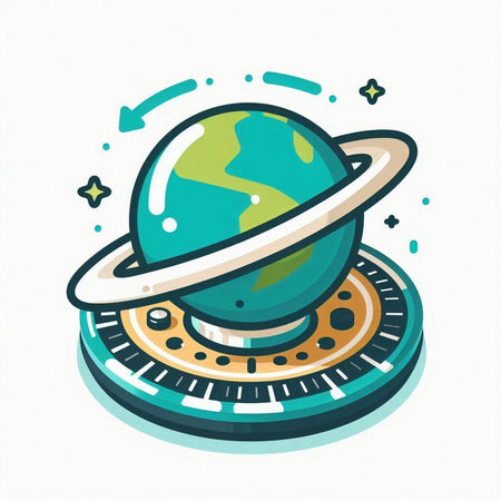 Vector illustration of a green planet on a white background. Flat style.のイラスト素材