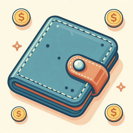 Wallet with coins. Vector illustration in a flat style. EPS 10のイラスト素材