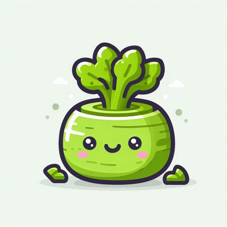 Cute vegetable kawaii character. Cute cartoon vegetable vector illustration.のイラスト素材