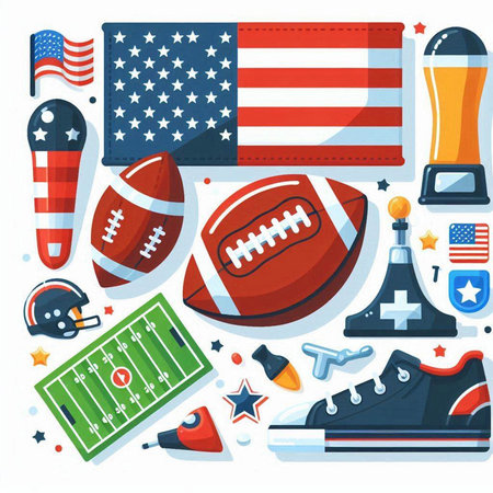 american football and rugby sport icons vector illustration graphic design in flat styleのイラスト素材