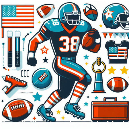 American football icons set. Vector illustration of american football elements.のイラスト素材