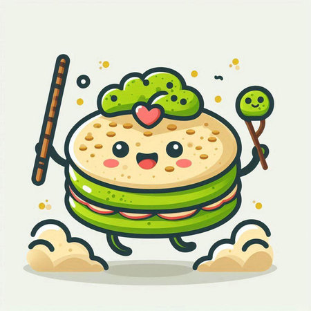 Illustration of a Cute Tuna Pancake Mascot Characterのイラスト素材