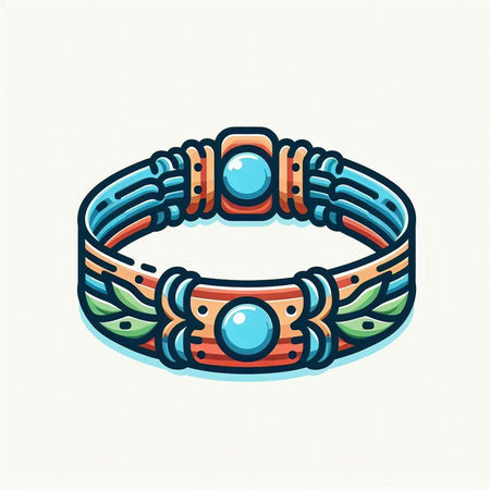 Stylized vector illustration of a bracelet with a precious stone on a white backgroundのイラスト素材