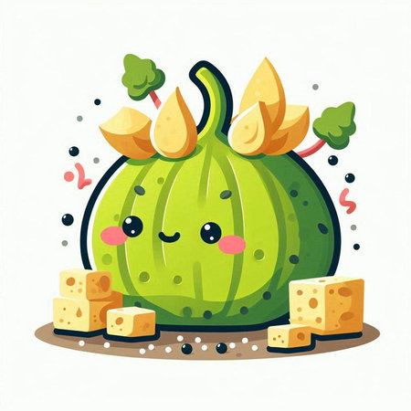 Funny watermelon character. Cute cartoon style vector illustration.のイラスト素材
