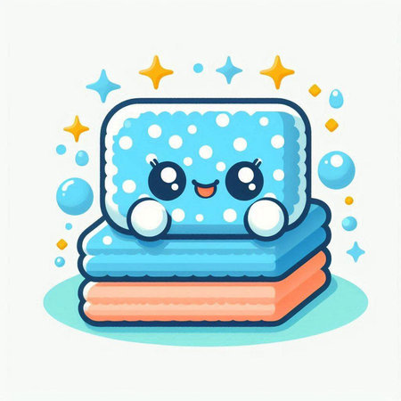 Cute blue bath towels isolated on white background. Vector illustration.のイラスト素材