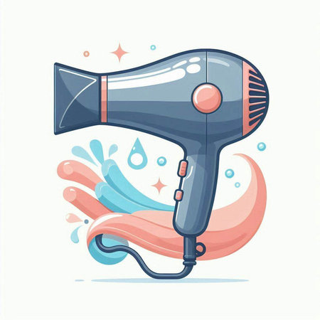 Hair dryer. Vector illustration in flat cartoon style isolated on white background.のイラスト素材