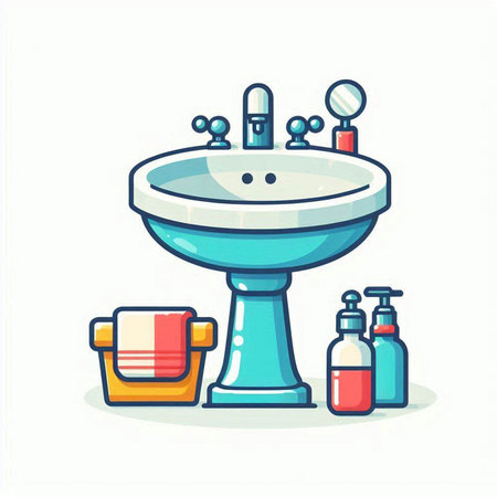 Bathroom washbasin. Washbasin icon. Vector illustrationのイラスト素材